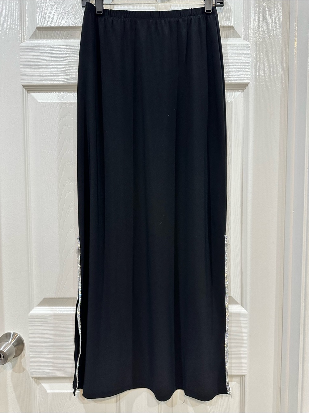 MSK Black Maxi Skirt with Side Trim Accents